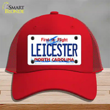 Leicester North Carolina State Novelty License Plate Hat Mesh / Red