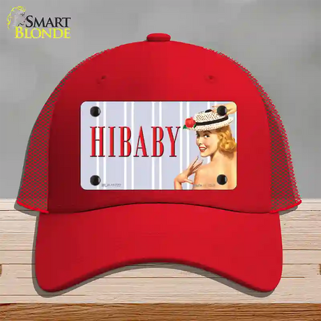 Hi Baby Vintage Pinup Novelty License Plate Hat Mesh / Red