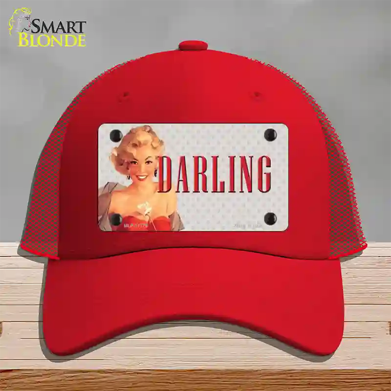 Darling Vintage Pinup Novelty License Plate Hat Mesh / Red