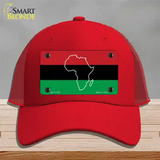 Africa Outline With Flag Novelty License Plate Hat Mesh / Red