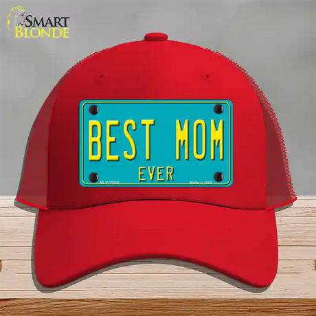 Best Mom Ever Novelty License Plate Hat Mesh / Red