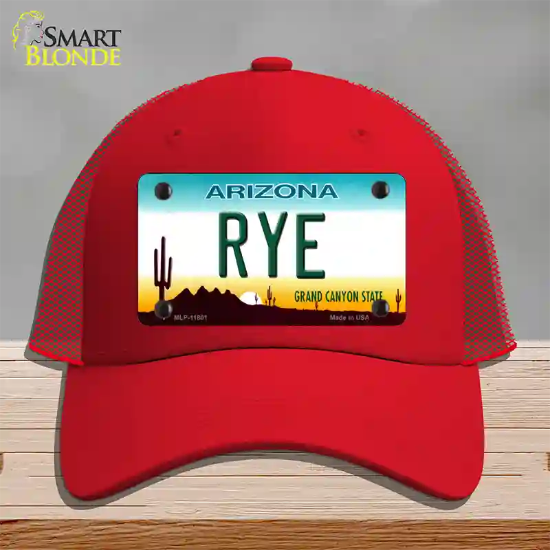 Rye Arizona Novelty License Plate Hat Mesh / Red