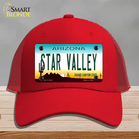 Star Valley Arizona Novelty License Plate Hat Mesh / Red