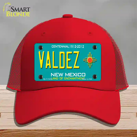 Valdez New Mexico Novelty License Plate Hat Mesh / Red