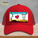 I Love Show Low AZ Novelty License Plate Hat Mesh / Red