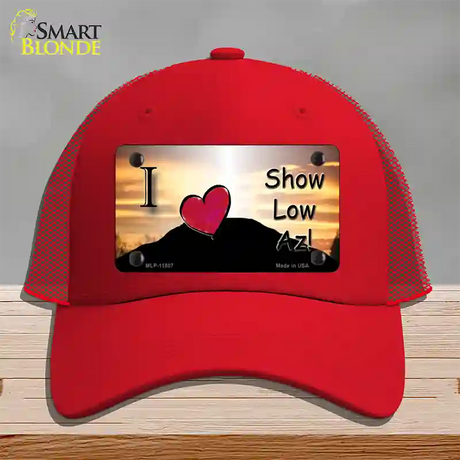 Show Low Hilltop Arizona Novelty License Plate Hat Mesh / Red