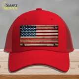 American Flag Corrugated Novelty License Plate Hat Mesh / Red