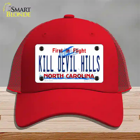 Kill Devil Hills North Carolina Novelty License Plate Hat Mesh / Red