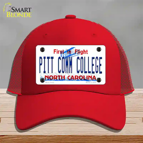 Pitt Comm College North Carolina Novelty License Plate Hat Mesh / Red