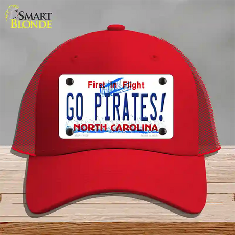 Go Pirates North Carolina Novelty License Plate Hat Mesh / Red