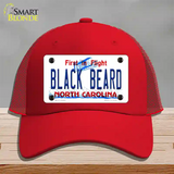 Black Beard North Carolina Novelty License Plate Hat Mesh / Red