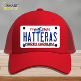 Hatteras North Carolina Novelty License Plate Hat Mesh / Red