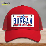 Burgaw North Carolina Novelty License Plate Hat Mesh / Red