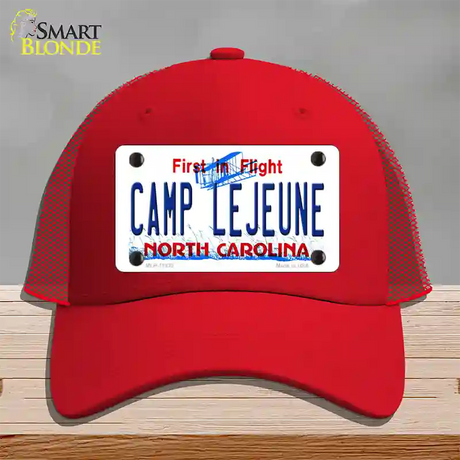 Camp Lejeune North Carolina Novelty License Plate Hat Mesh / Red