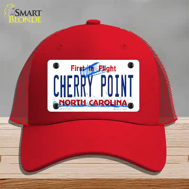 Cherry Point North Carolina Novelty License Plate Hat Mesh / Red