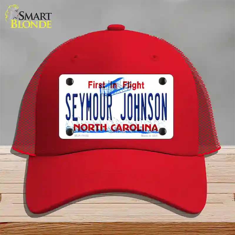 Seymour Johnson North Carolina Novelty License Plate Hat Mesh / Red