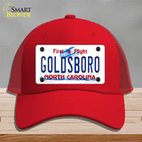 Goldsboro North Carolina Novelty License Plate Hat Mesh / Red