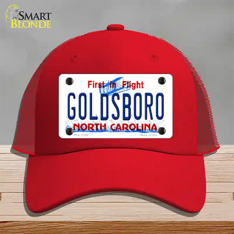 Goldsboro North Carolina Novelty License Plate Hat Mesh / Red