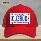 Hillsbourgh North Carolina Novelty License Plate Hat Mesh / Red