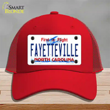 Fayetteville North Carolina Novelty License Plate Hat Mesh / Red