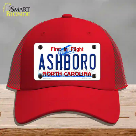 Ashboro North Carolina Novelty License Plate Hat Mesh / Red