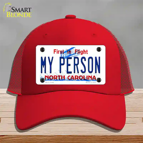 My Person North Carolina Novelty License Plate Hat Mesh / Red