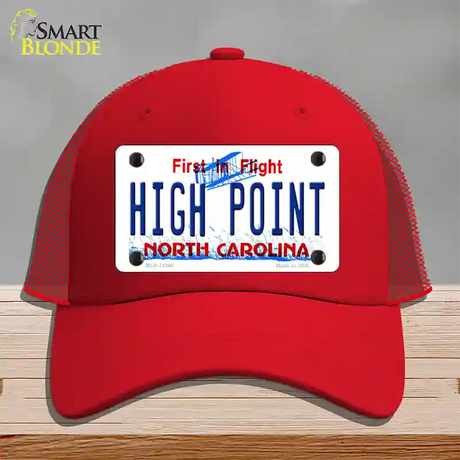 High Point North Carolina Novelty License Plate Hat Mesh / Red