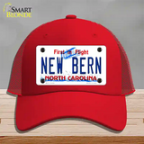 New Bern North Carolina Novelty License Plate Hat Mesh / Red