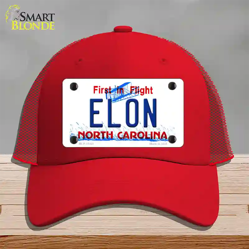 Elon North Carolina Novelty License Plate Hat Mesh / Red