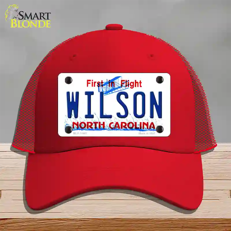 Wilson North Carolina Novelty License Plate Hat Mesh / Red