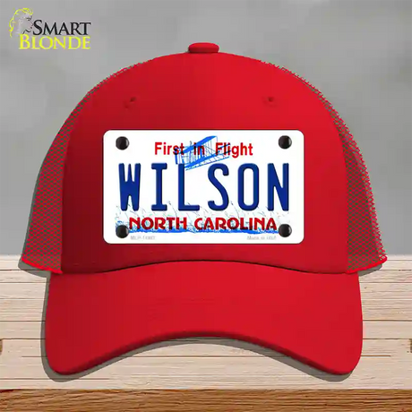 Wilson North Carolina Novelty License Plate Hat Mesh / Red