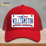 Williamston North Carolina Novelty License Plate Hat Mesh / Red