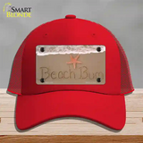 Beach Bum Novelty License Plate Hat Mesh / Red