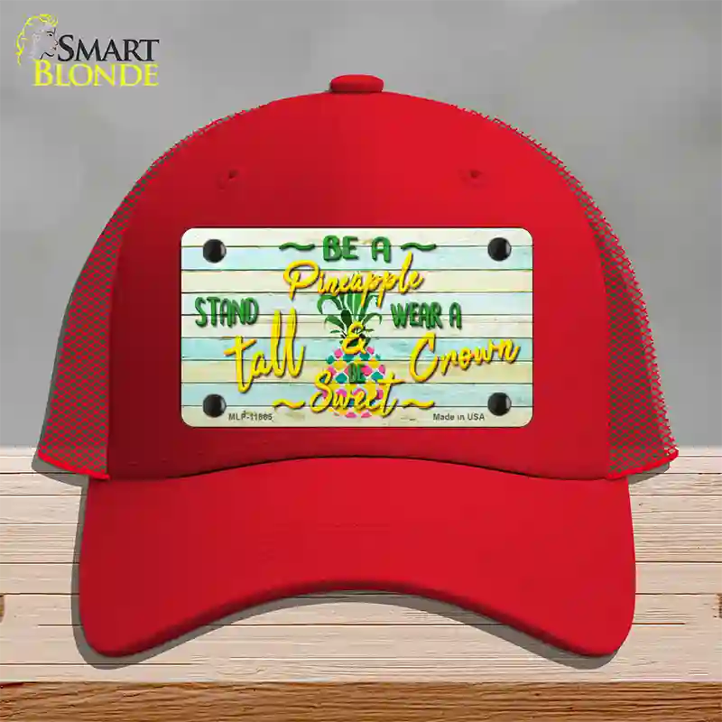 Be A Pineapple Novelty License Plate Hat Mesh / Red