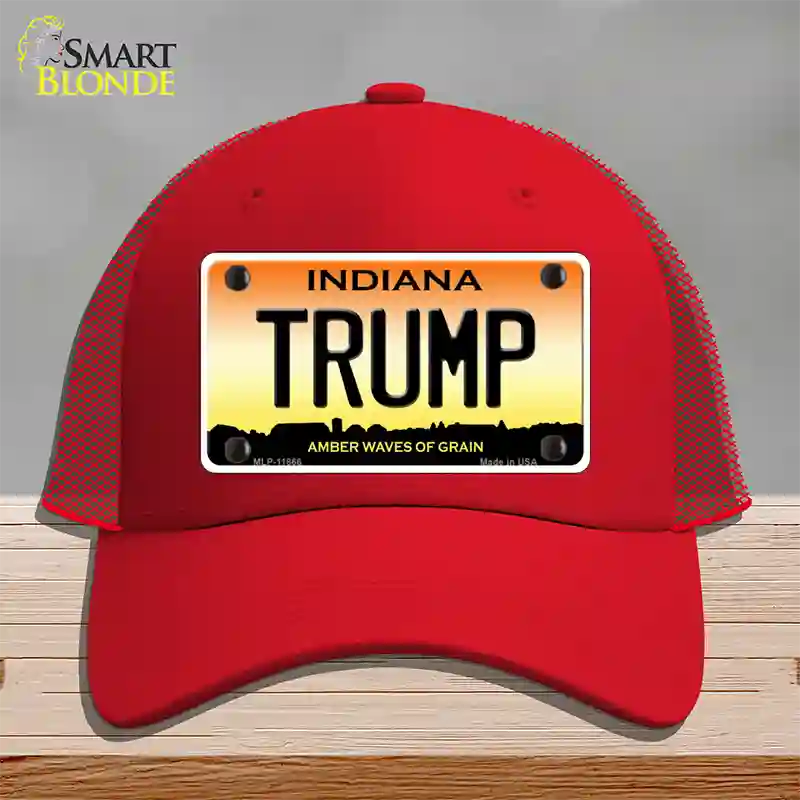 Trump Indiana Novelty License Plate Hat Mesh / Red