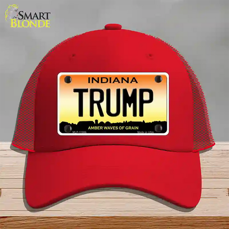 Trump Indiana Novelty License Plate Hat Mesh / Red