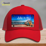 John 3 16 Beach Novelty License Plate Hat Mesh / Red