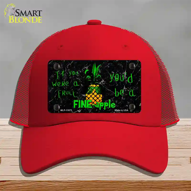 Fineapple Novelty License Plate Hat Mesh / Red