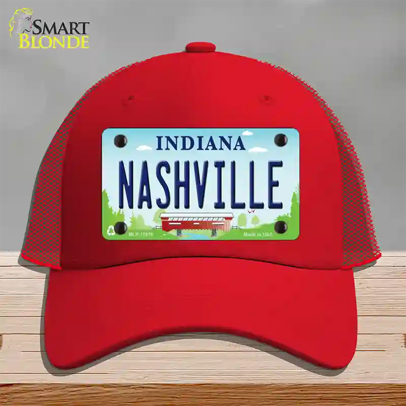 Nashville Indiana Novelty License Plate Hat Mesh / Red