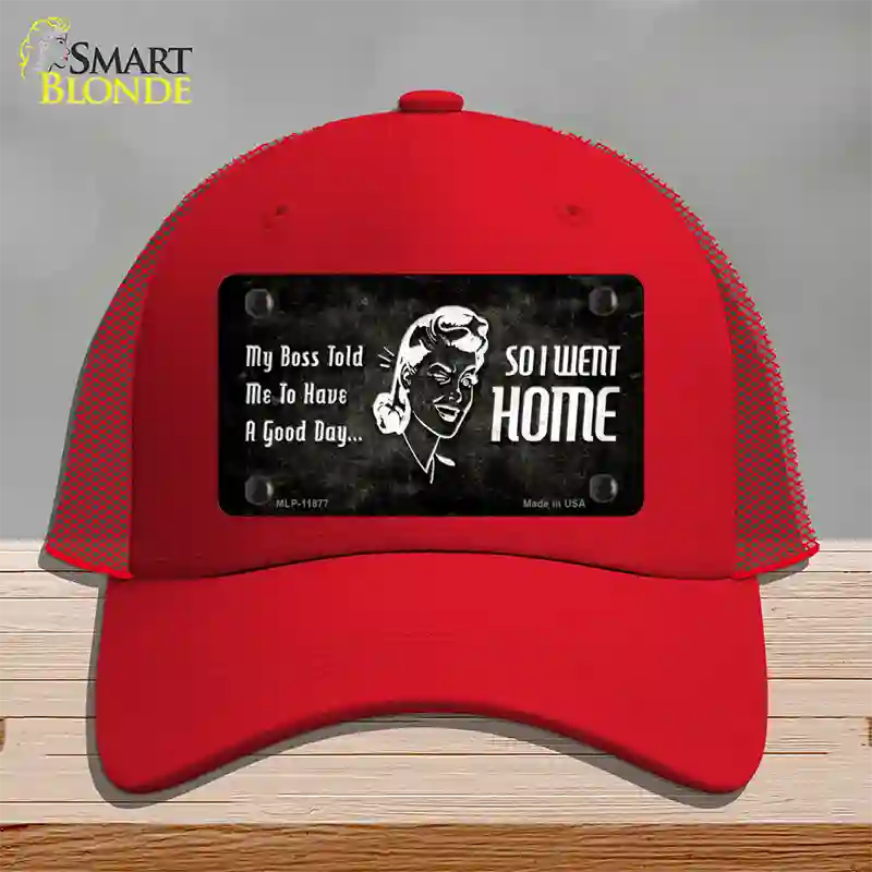 So I Went Home Novelty License Plate Hat Mesh / Red