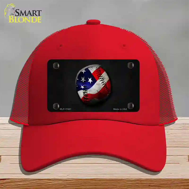 American Baseball Novelty License Plate Hat Mesh / Red