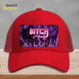 Bitch from Hell Novelty License Plate Hat Mesh / Red