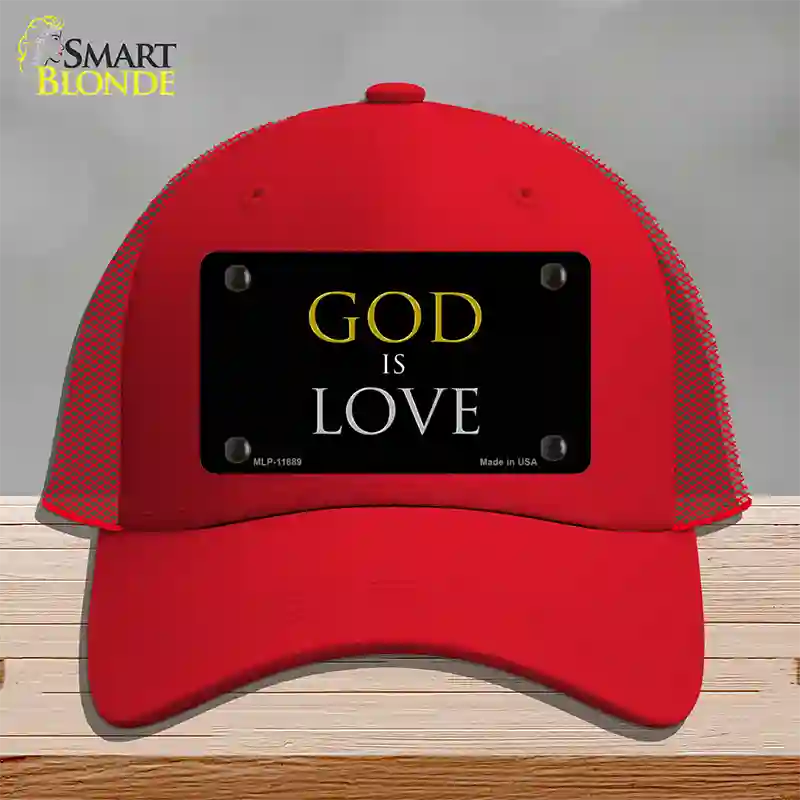 God Is Love Novelty License Plate Hat Mesh / Red