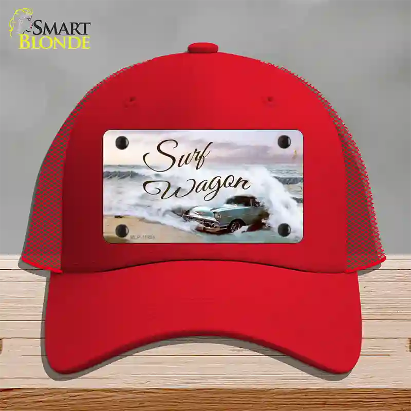 Surf Wagon Novelty License Plate Hat Mesh / Red