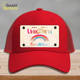 Walk with a Unicorn Novelty License Plate Hat Mesh / Red