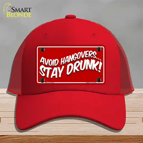 Avoid Hangovers Novelty License Plate Hat Mesh / Red