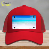 Beach Scene Novelty License Plate Hat Mesh / Red