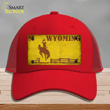 Wyoming Yellow Rusty Novelty License Plate Hat Mesh / Red