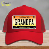 Indiana Grandpa Novelty License Plate Hat Mesh / Red