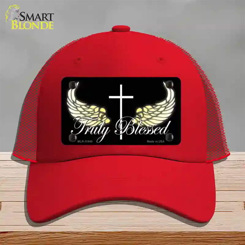 Truly Blessed Novelty License Plate Hat Mesh / Red